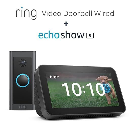 Ring Video Doorbell Wired + Echo Show 5 | 2nd generation (2021 release), smart display with Alexa... | Amazon (UK)