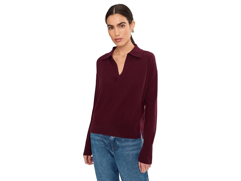 Splendid Tori Cashmere Polo Sweater Women's Sweater Rosewood : SM (Women's 2-4) | Zappos
