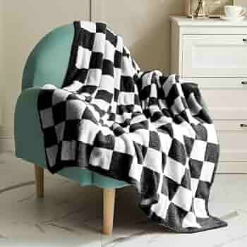 Yizheer Double Sided Checkerboard Grid Cozy Luxury Throw Blankets Warmer Soft Reversible Microfib... | Amazon (US)