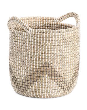 Small Seagrass Side Handles Storage Basket | TJ Maxx