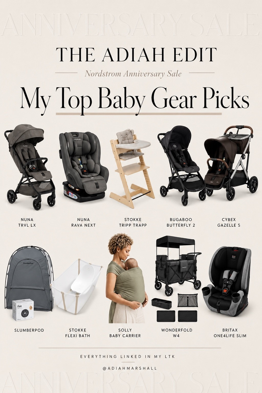 ✨ The Nordstrom Anniversary Sale is HERE!
I rounded up the baby gear I'd actually recommend and buy myself. These are the pieces that rarely go on sale and are worth grabbing while they're discounted.
Everything is linked here!🖤💛
#NordstromAnniversarySale #NSale #LTKBaby #LTKHome #LTKCreator #BabyGear #BabyRegistry #NewMom #MomLife #BabyMustHaves #Nuna #Stokke #Bugaboo #Cybex #WonderFold #Britax #BabyEssentials #LuxuryBabyGear #TheAdiahEdit #LTK #adiahmarshall

#LTKmomlife #LTKSaleAlert #LTKSeasonal