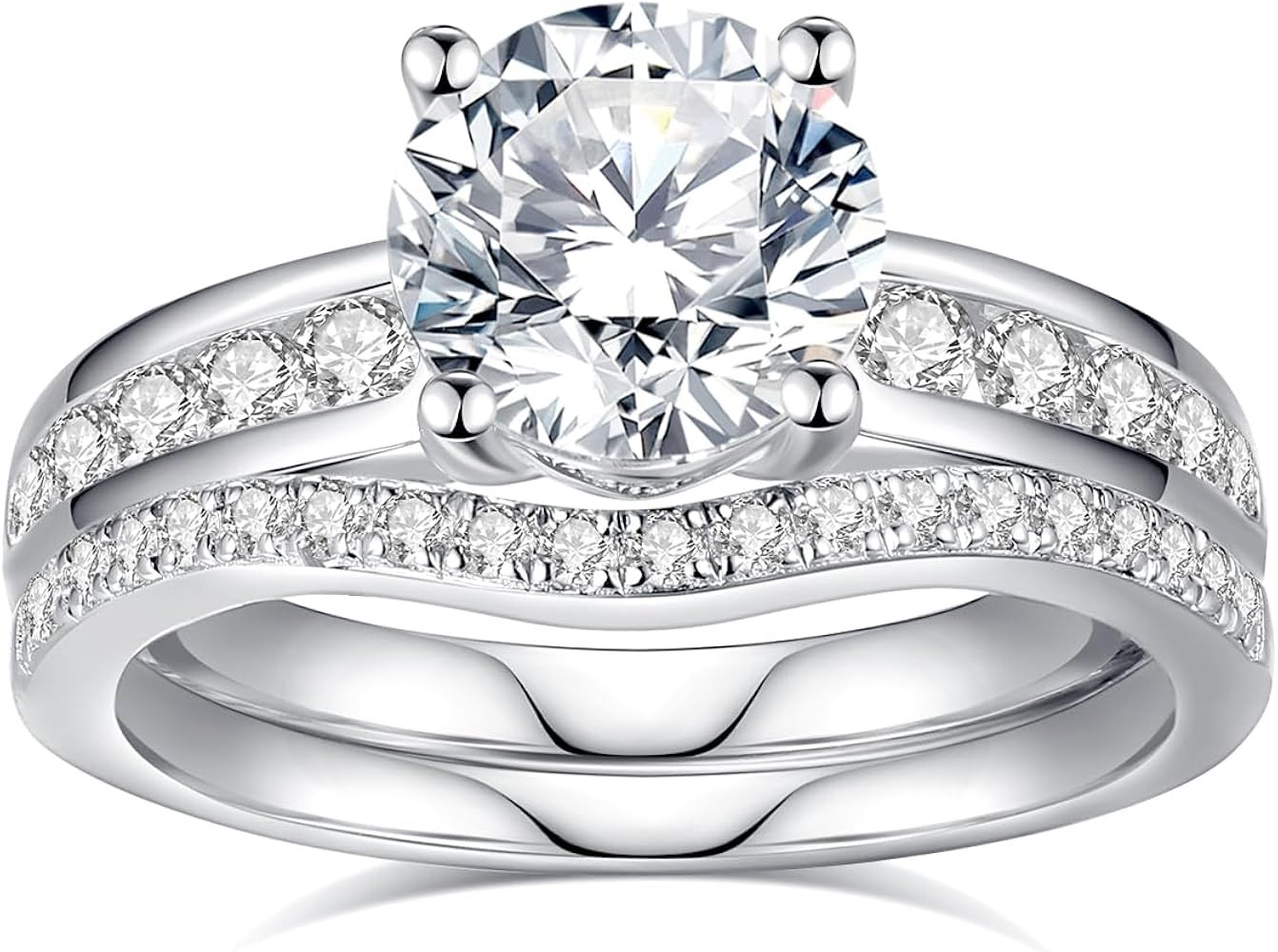 Moissanite Wedding Ring Set for Women D Color VVS1 Moissanite Engagement Rings 925 Sterling Silve... | Amazon (US)