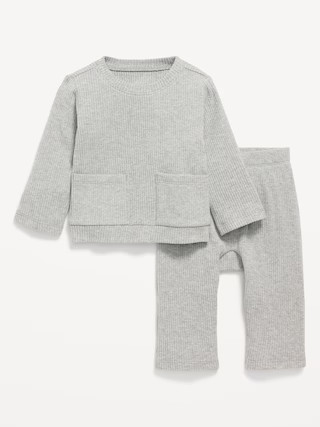 Long-Sleeve Ribbed Pocket T-Shirt and Pants Set for Baby | Old Navy (US)