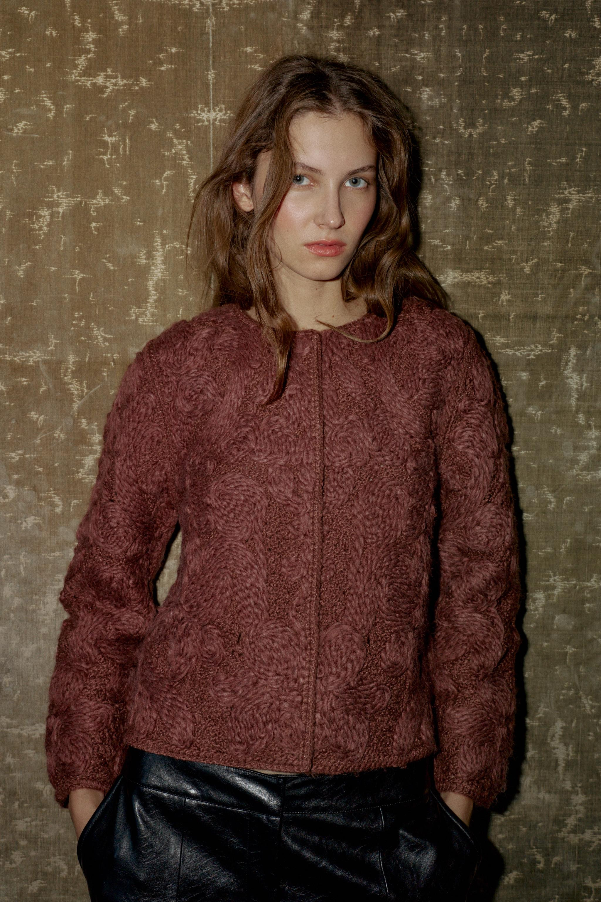 MACRAME KNIT WOOL JACKET | Zara US