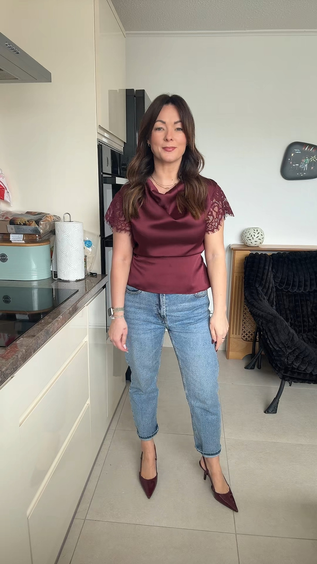 Gorgeous satin top by Friends Like These at @Next US Only Emily high waisted jeans from @ASOS and matching red heels from @shein ♥️ 

#LTKjeans #LTKpetite #LTKuk