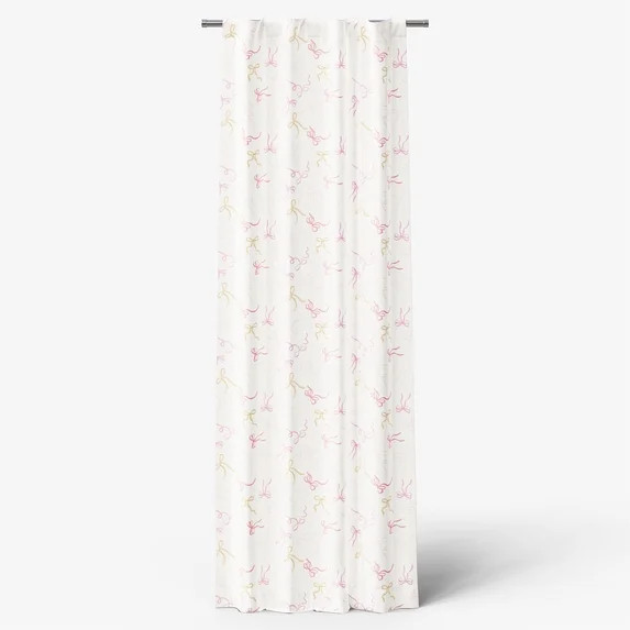 Mainstays Kids Pink and Yellow Ribbon Printed Blackout Rod Pocket with Back Tabs Single Curtain P... | Walmart (US)