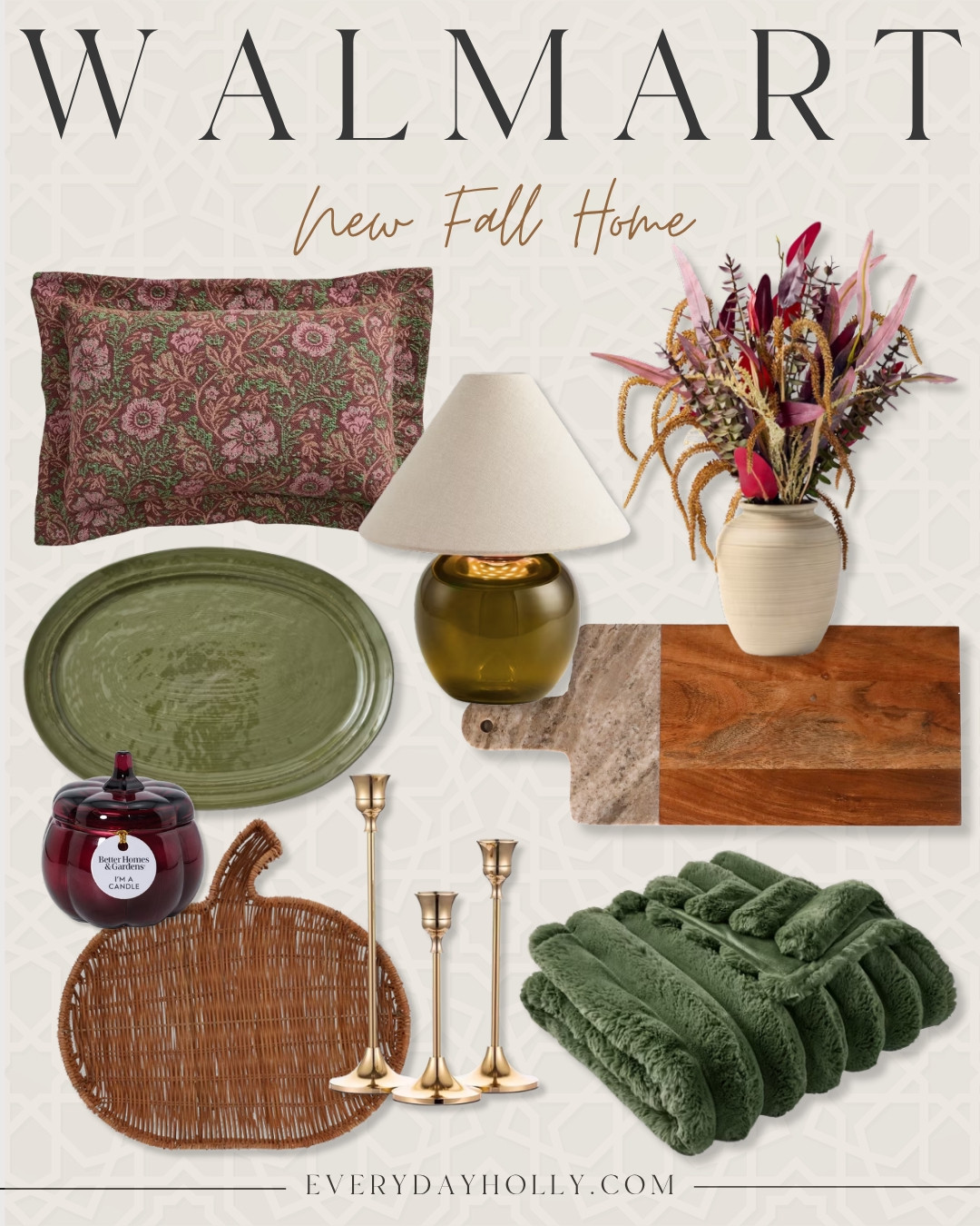 Walmart’s new fall home finds are making me ready for cozy season 🍂 Rich greens, warm wood, burgundy and brass are such a pretty combination for bringing fall into your home without changing everything.

Walmart fall home, fall home decor, fall decorating, cozy home, fall accents, autumn decor, fall throw blanket, fall florals, home decor finds, fall table decor, EverydayHolly 

 #LTKSeasonal #LTKOver40 #LTKHome