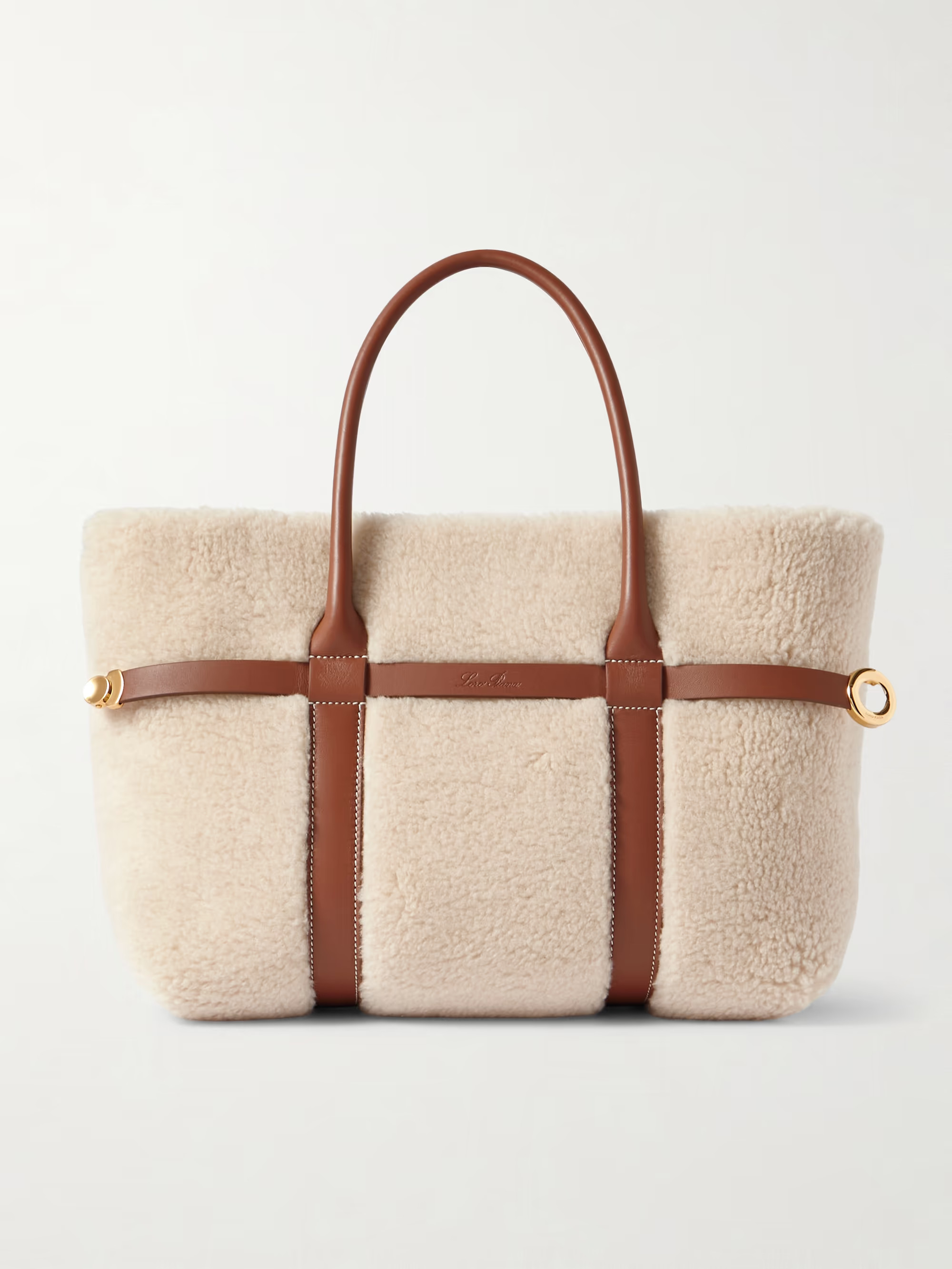 Ghiera small leather-trimmed cashmere and silk-blend fleece tote | NET-A-PORTER (US)