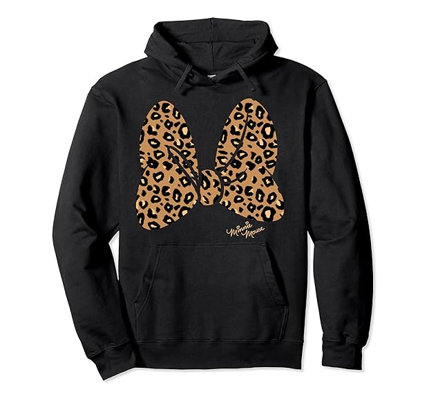 Disney Minnie Mouse Leopard Print Bow Pullover Hoodie | Amazon (US)