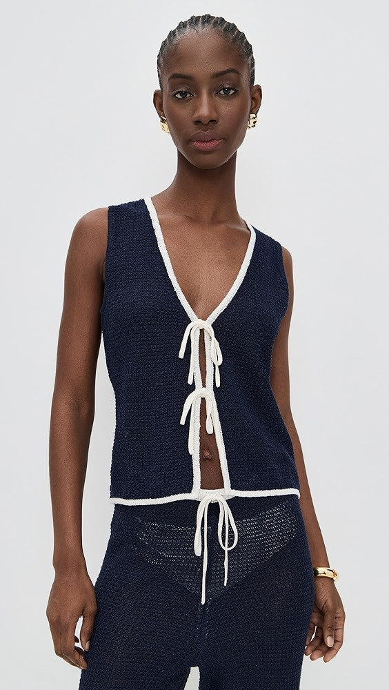 Linen Knit Tie Front Tank | Shopbop