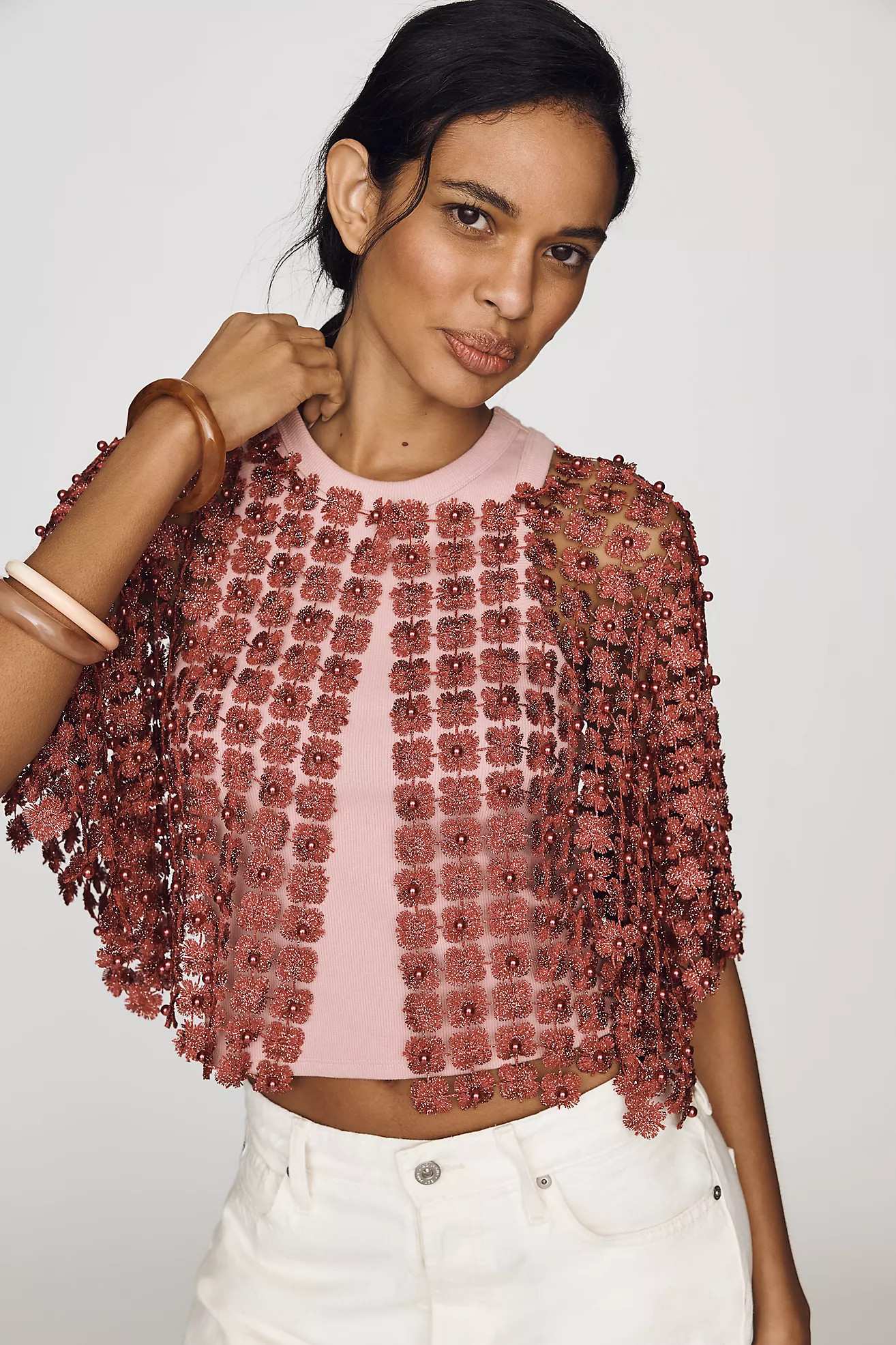 Sheer Pearl Lace Cape | Anthropologie (US)