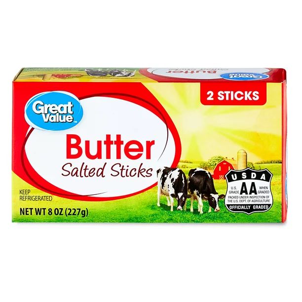 Great Value Salted Butter Sticks, 8 oz, 2 Sticks - Walmart.com | Walmart (US)