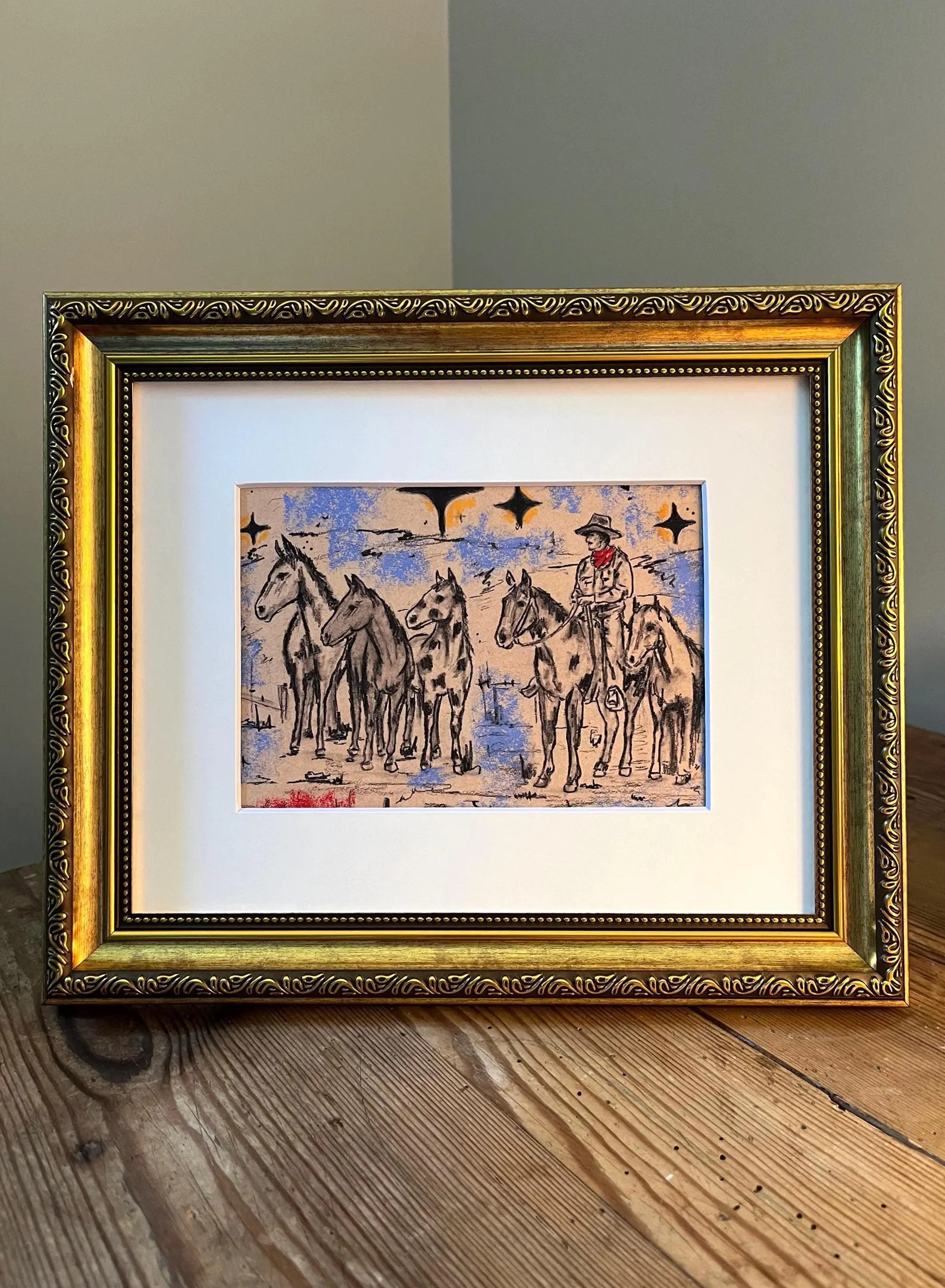 Cowboy and Horses Western Art Print | Rustic Farmhouse Wall Decor | Cowboy Gift | Etsy (Global)