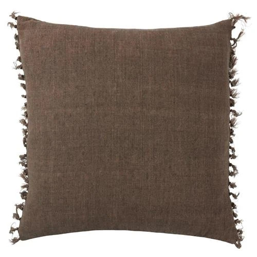 Jaipur Living Majere Coastal Brown Linen Tassel Throw Pillow | Kathy Kuo Home