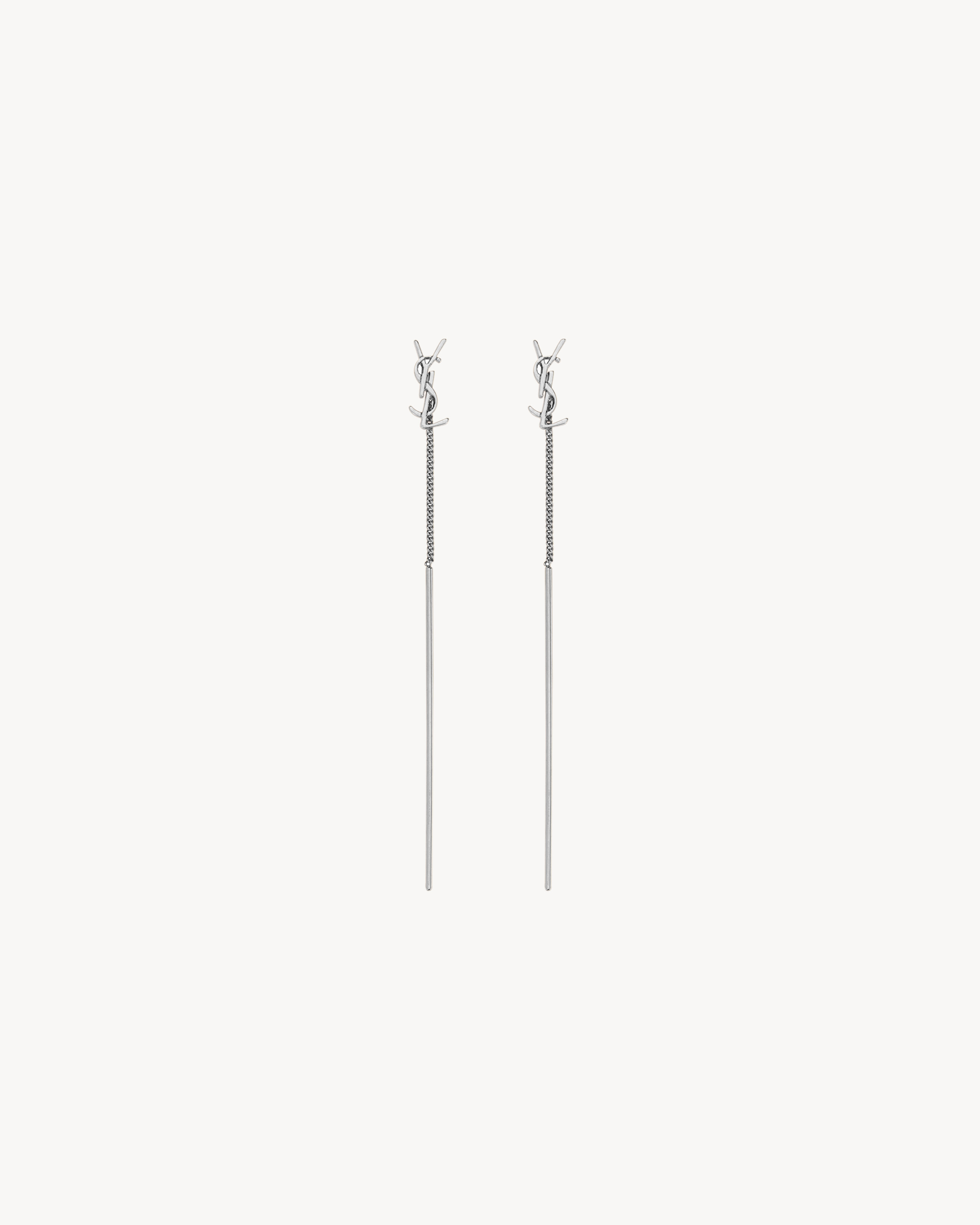 Saint Laurent Cassandre Threader Earrings In Metal - Silver - Women - One Size | Saint Laurent Inc. (Global)
