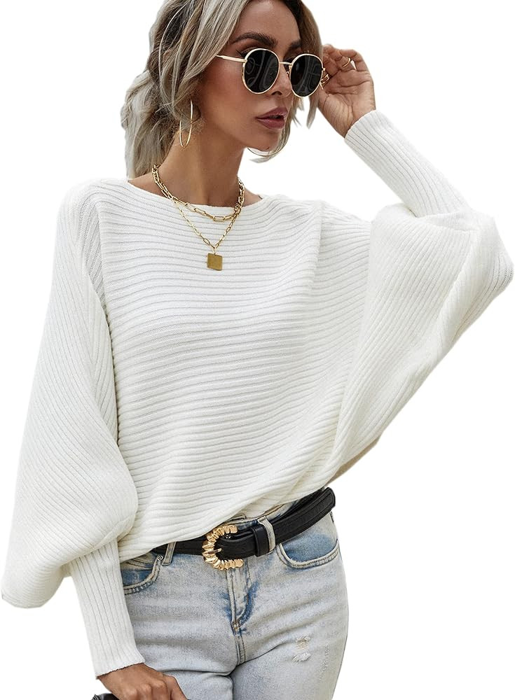 ECOWISH Women Sweater Long Sleeve Color Block Knit Pullover Sweaters Crew Neck Patchwork Casual L... | Amazon (US)