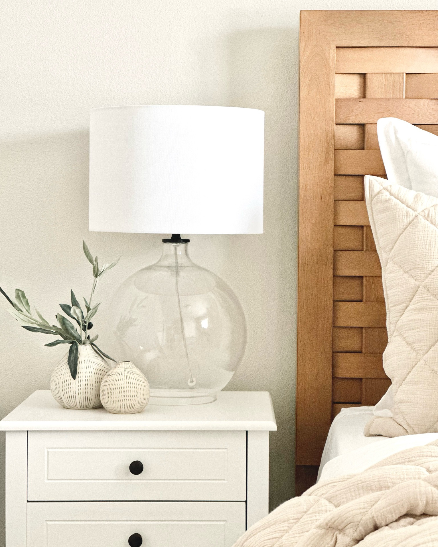 One of my favorite simple ways to decorate a nightstand using this set of three mini vases and my favorite artificial olive stems!

Bedroom decor, home decor, nightstand decor, lamps, table decor, home styling, design ideas, interior design

#LTKSaleAlert #LTKHome