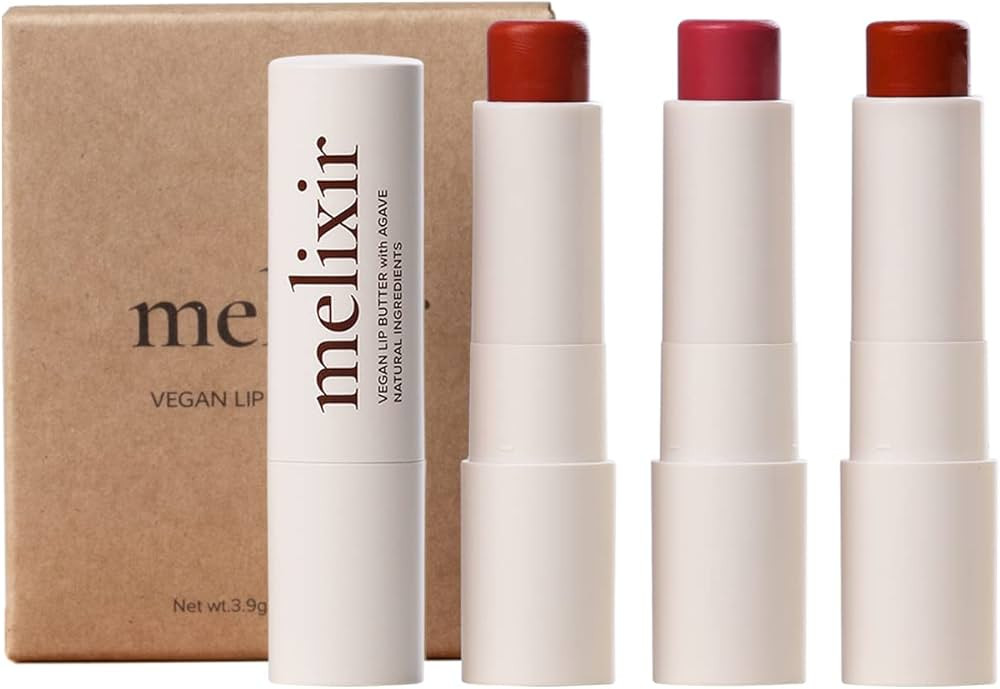 Melixir Vegan Lip Butter Gift Set, Trio C (Red Velvet, Dewy Rose, Lust Red), Mothers Day Gifts fo... | Amazon (US)