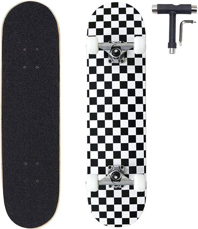 ANNEE 31x8 Inch Pro Skateboard Complete,7 Layer Canadian Maple Wood Double Kick Concave Skate Boa... | Amazon (US)