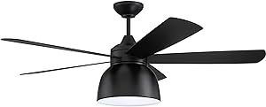 Craftmade VEN52FB5 Ventura 52" Outdoor Ceiling Fan with LED Light and Remote, 5 Blades, Flat Blac... | Amazon (US)