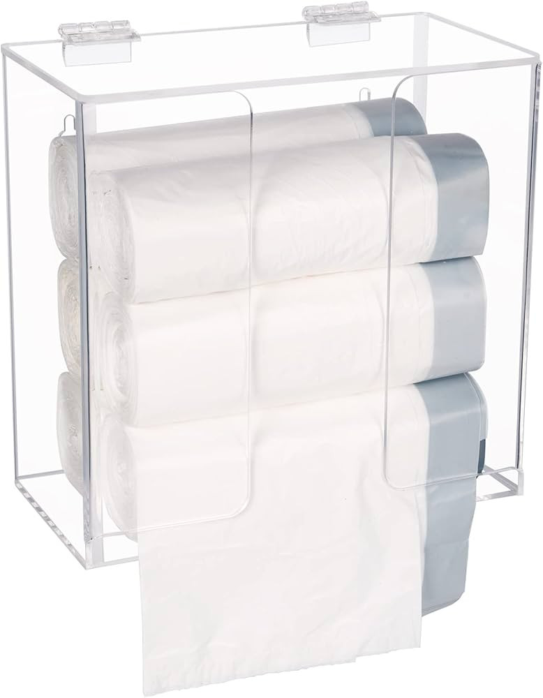 Aphbrada Small Trash Bag Dispenser Roll Holder with Lid, Wall Mount Acrylic Organizer Dispenser R... | Amazon (US)