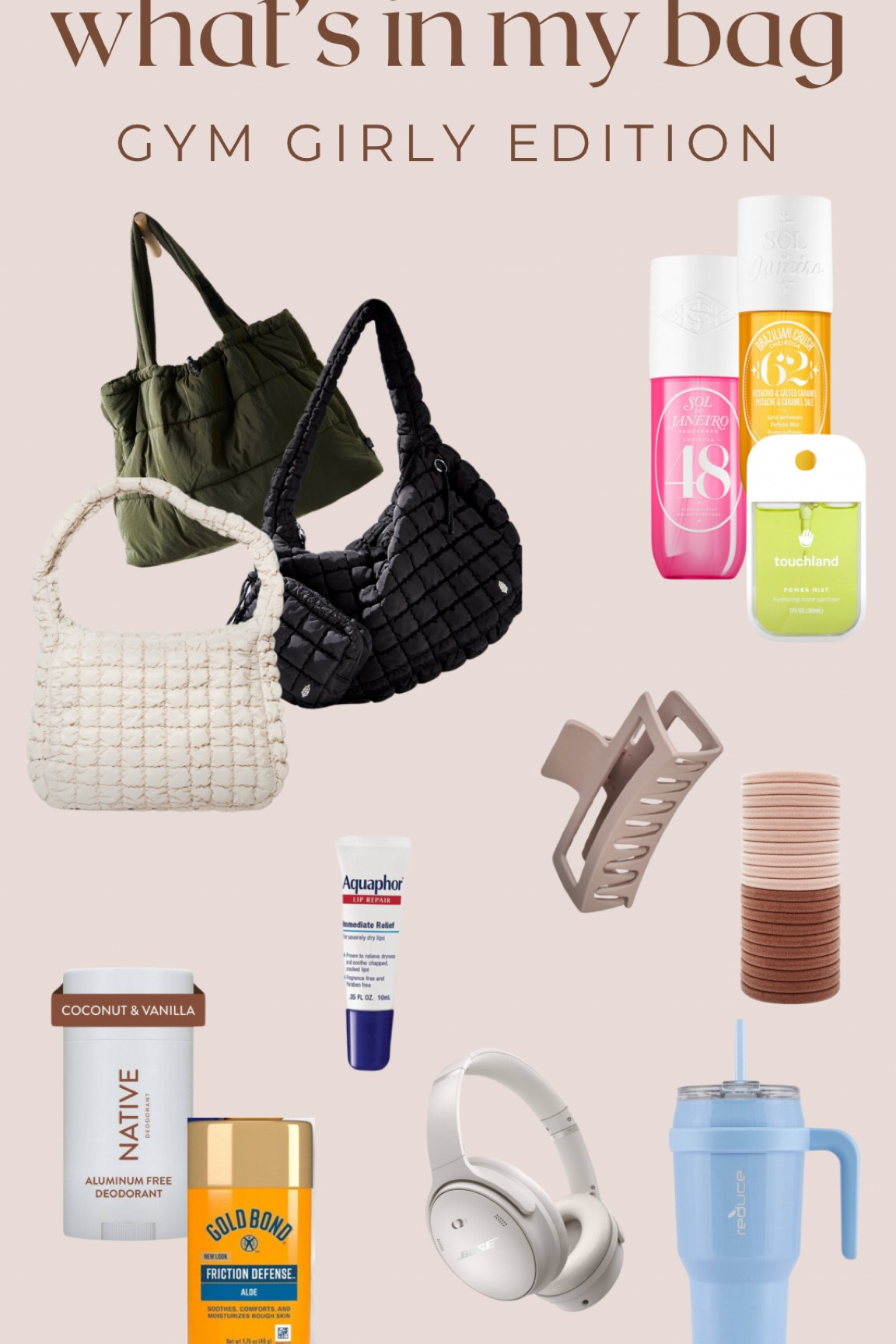 My absolute must haves for my gym bag - especially on days where I’m going straight to work from the gym/straight to the gym from work! 

#LTKItBag #LTKActive #LTKFitness