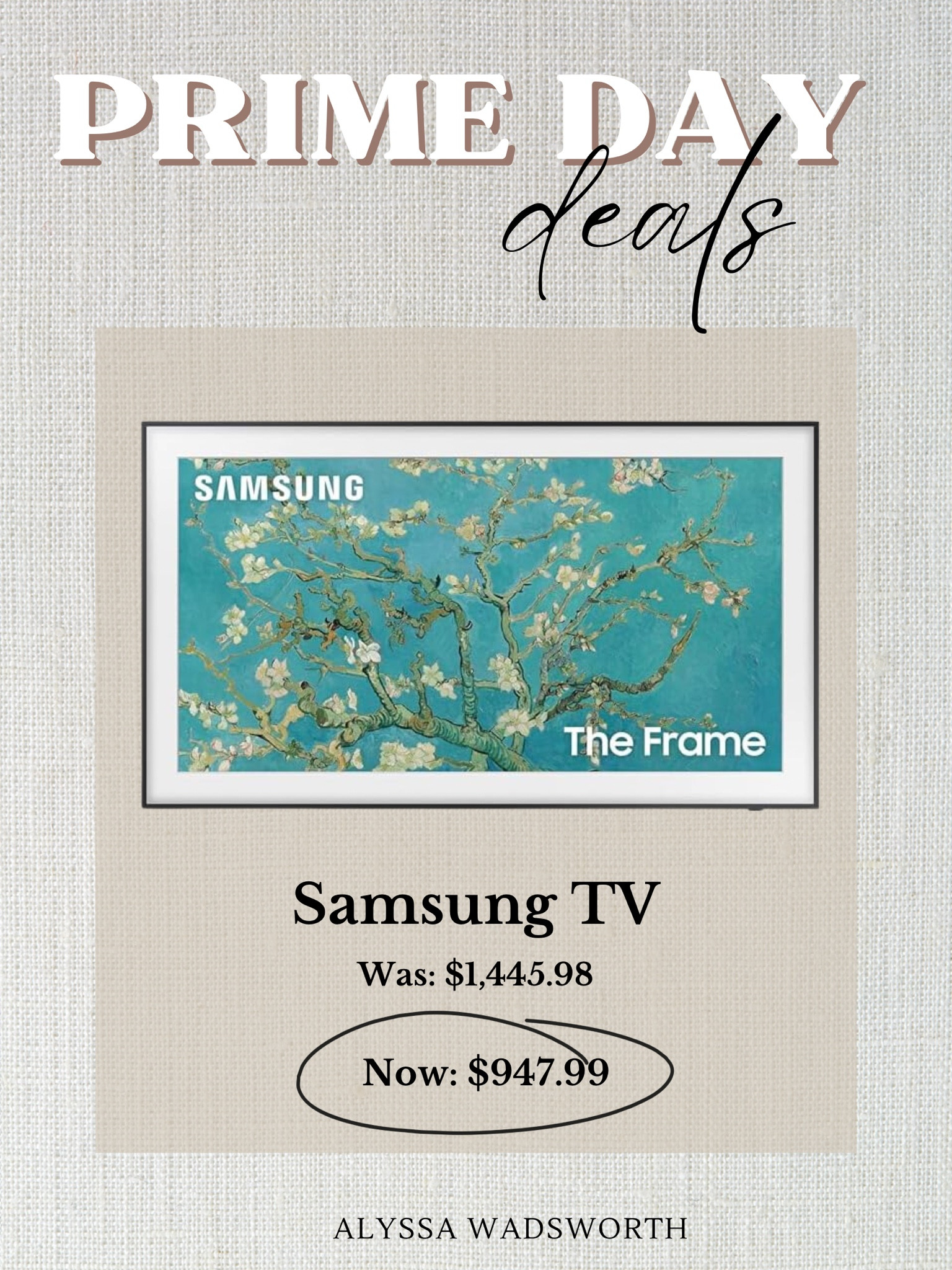 Incredible deal for 50” Samsung frame TV. Samsung frame tv, prime day deals, prime big day deals, Amazon finds, home finds, home decor. 

#LTKhome #LTKsalealert #LTKGiftGuide
