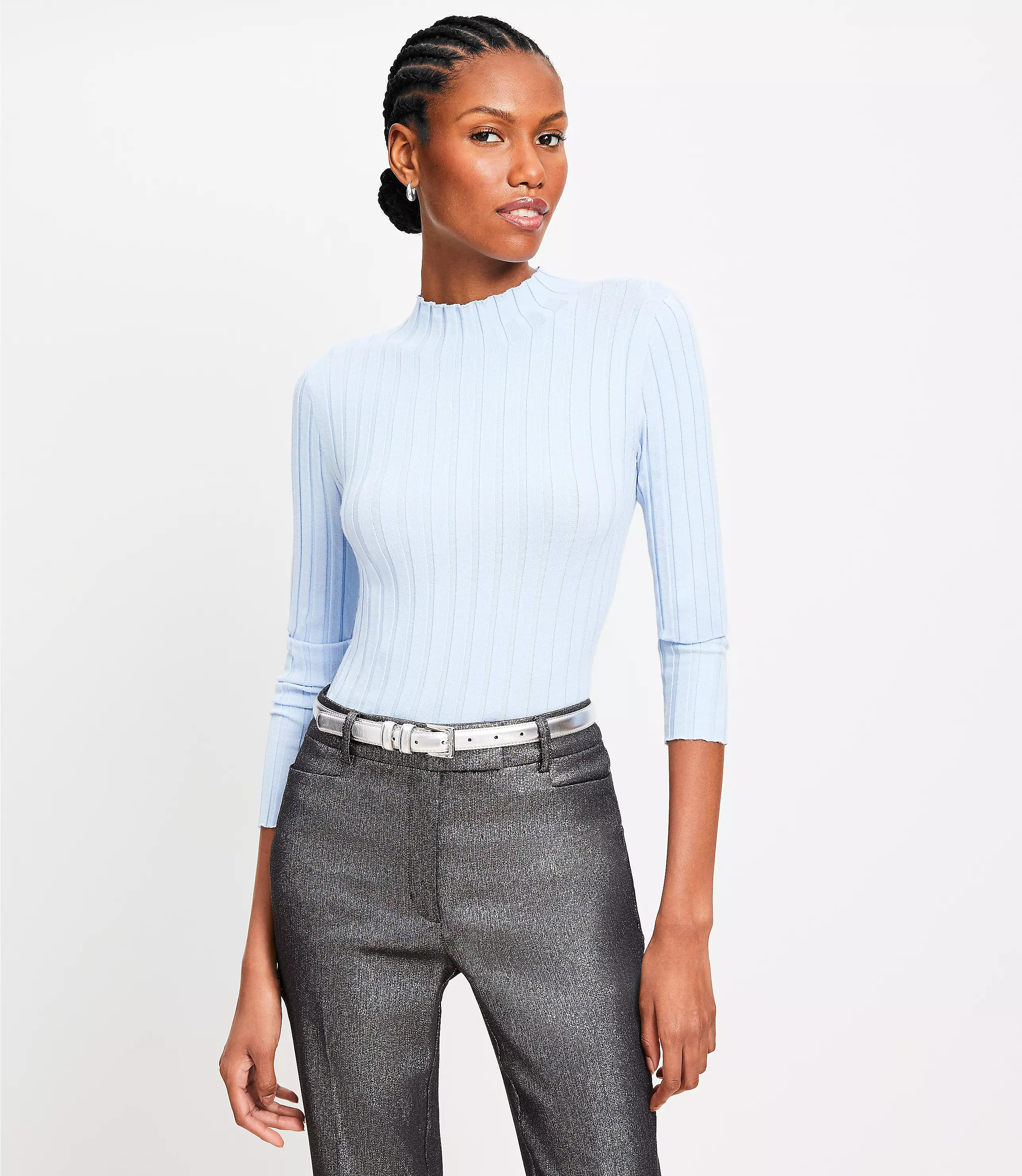 Ribbed Mock Neck Sweater | LOFT