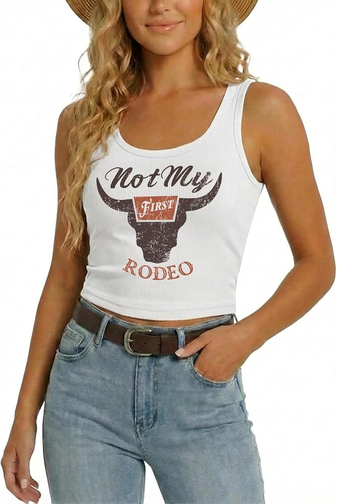 YHHR Women's Cowgirl Country Concert Sleeveless Cropped Tank Top Summer Casual Cowboy Shirt Weste... | Amazon (US)