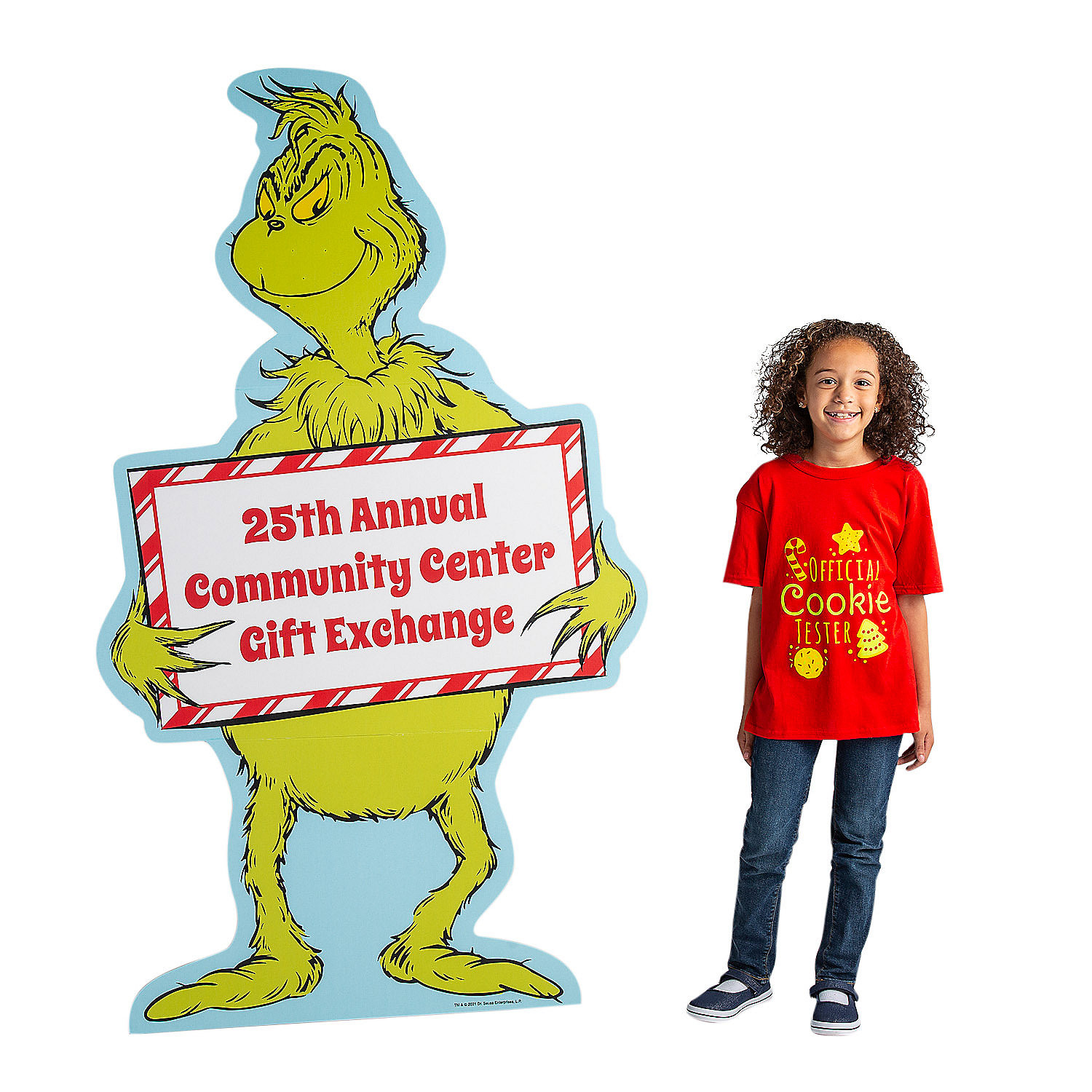 43 1/2" x 6 Ft. Personalized Dr. Seuss™ The Grinch Life-Size Cardboard Cutout Stand-Up | Oriental Trading Company