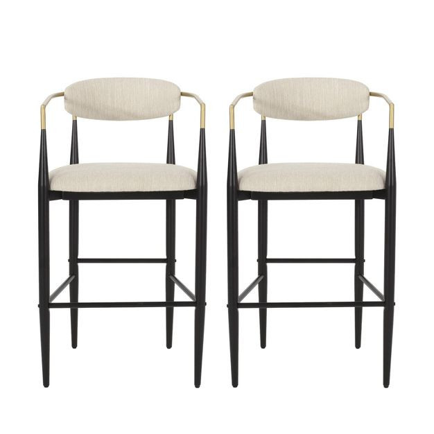 Set of 2 30" Elmore Modern Fabric Upholstered Iron Counter Height Barstools - Christopher Knight ... | Target