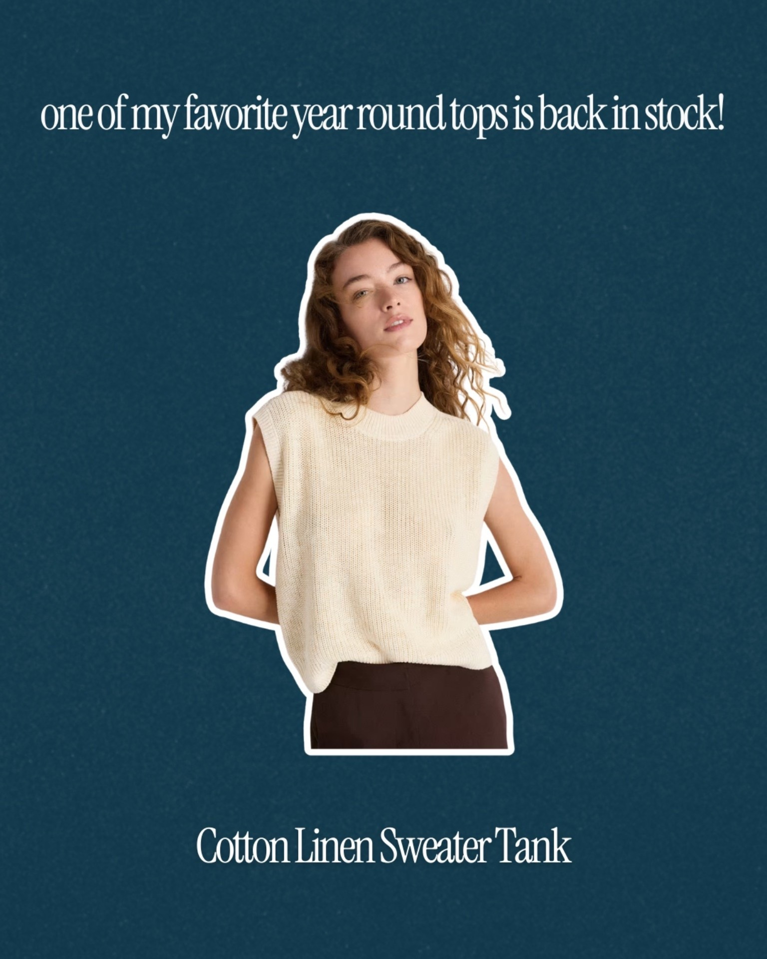One of my fave tops and it’s finally back in stock! It’s a lightweight cotton and linen blend. I prefer the large for a relaxed fit.