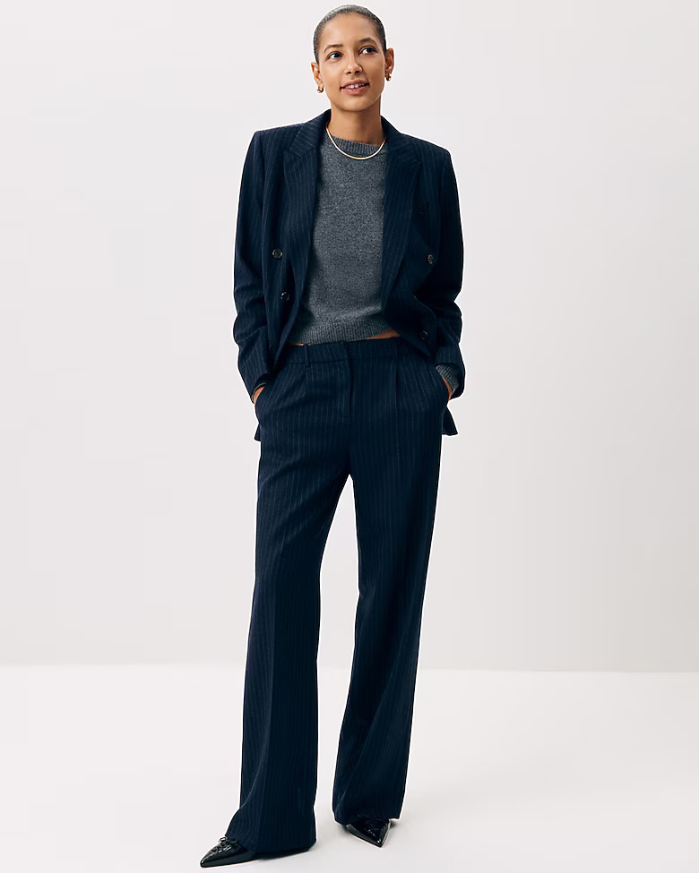 Relaxed-fit pleated pant in pinstriped wool blend | J. Crew US