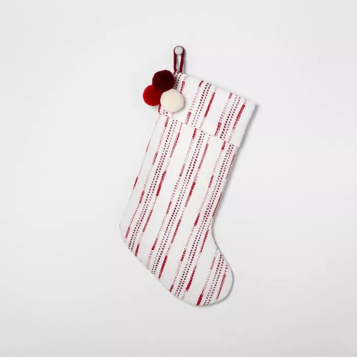 Holiday Stocking Red Stripe with Poms - Hearth & Hand™ with Magnolia | Target