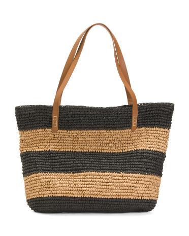Straw Striped Tote | TJ Maxx
