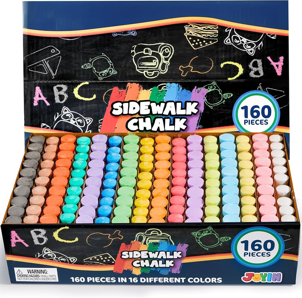160 PCS Washable Sidewalk Chalks Set Non-Toxic Jumbo Chalk for Outdoor Art Play, Painting on Chal... | Amazon (US)