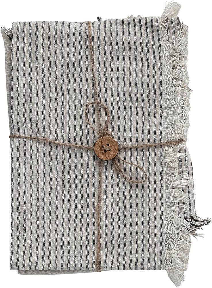 Creative Co-Op Large Woven Cotton Stripes and Fringe Design for Kitchen, Natural and Black, Set o... | Amazon (US)