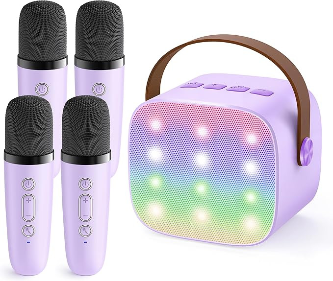 Upgraded Mini Karaoke Machine with 4 Wireless Microphones Toy for Kids, Christmas Birthday Gifts ... | Amazon (US)