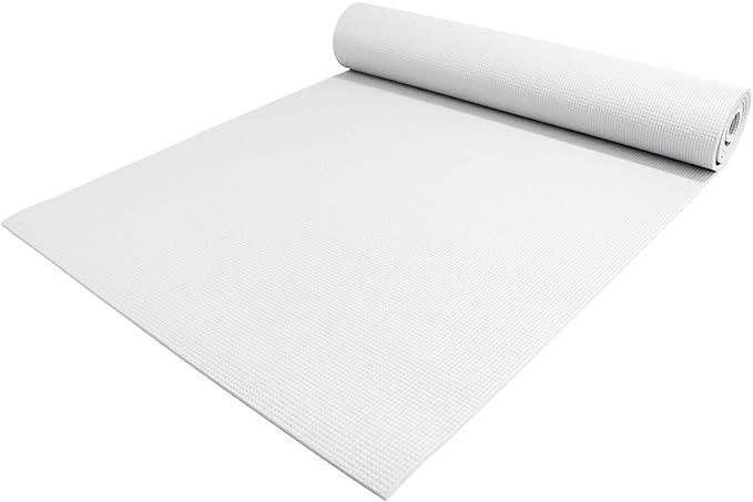 YogaAccessories 1/4" Thick High-Density Deluxe Non-Slip Exercise Pilates & Yoga Mat, White | Amazon (US)
