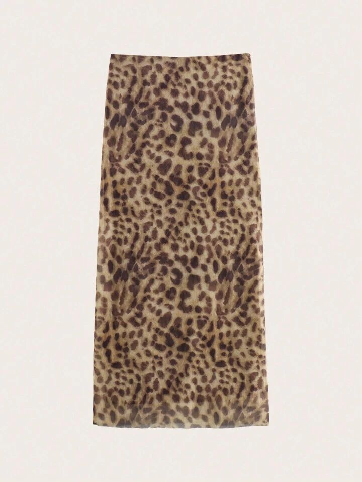 Leopard Print Mesh Skirt | SHEIN