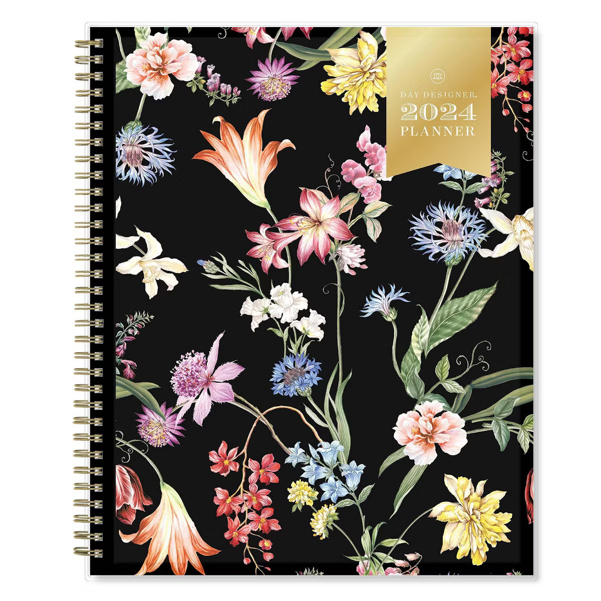 Day Designer 2024 Planner 8.5"x11"  Weekly/Monthly Clear Pocket Cover Wild Blooms Black | Target