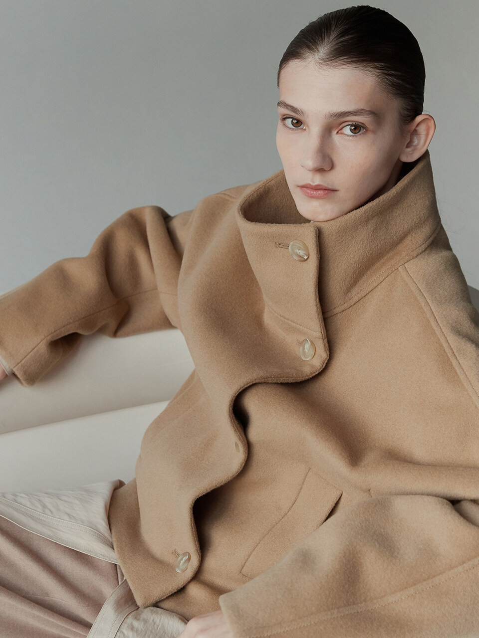 Wool Blend High Neck Cropped Jacket | W Concept (US)