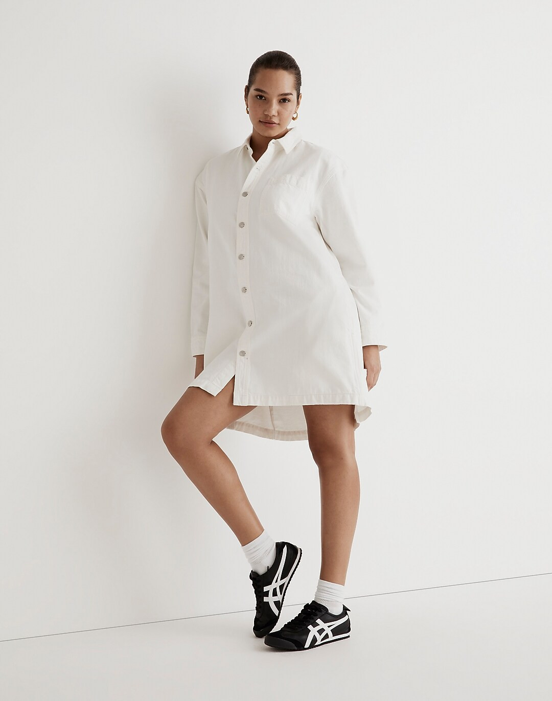 Denim Oversized Shirtdress in Tile White | Madewell