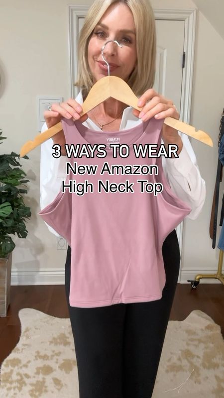AMAZON NEW HIGH NECK TOP  
✨ I have been loving the high neck top trend… they are so flattering to the shoulders! And this one from pumiey is so versatile and easy to style. I’m showing it with joggers, shorts or jeans but it would also look fabulous with a spring skirt. It comes in many colors and I’m wearing a medium. I’m a short waisted so I can tuck it in. For my longer waisted friends, it’s going to be more cropped. 

Over 40, over 50, spring outfit, Amazon fashion, spring top, buttery soft 

#LTKVideo #LTKActive #LTKover40