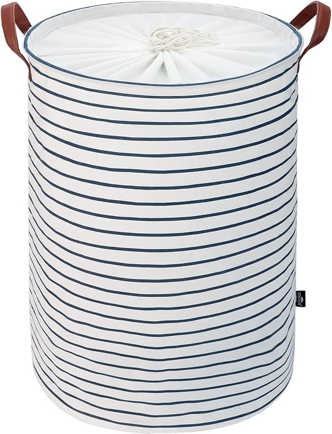 DOKEHOM 19-Inches Freestanding Laundry Basket with Lid, Collapsible Large Drawstring Clothes Hamp... | Amazon (US)