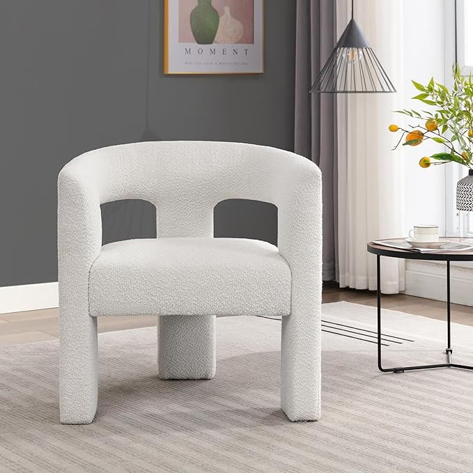 Boucle Accent Chair, Modern Living Room Chair, Comfy Barrel Armchair Single Sofa Chair for Bedroo... | Amazon (US)