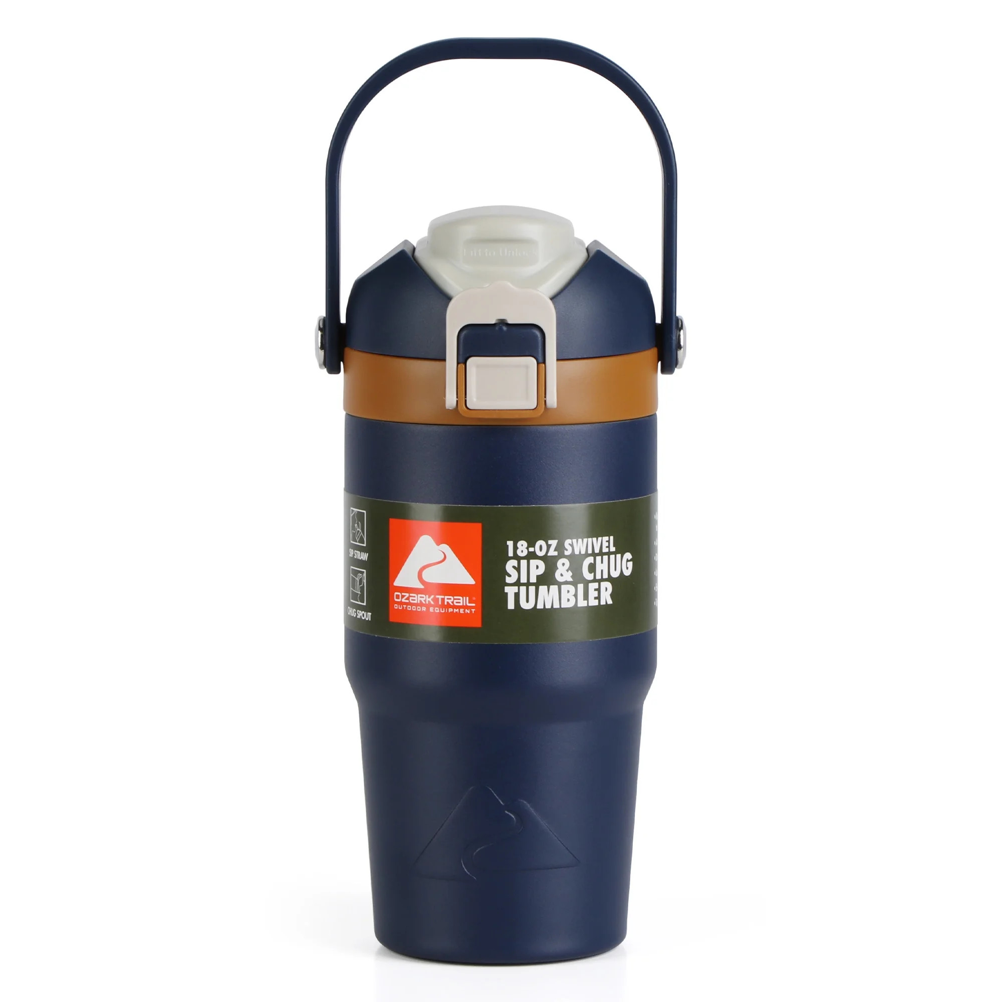 Ozark Trail 18oz Vacuum-Insulated Stainless Steel Dual Lid Insulated Tumbler, Double Wall Vacuum ... | Walmart (US)