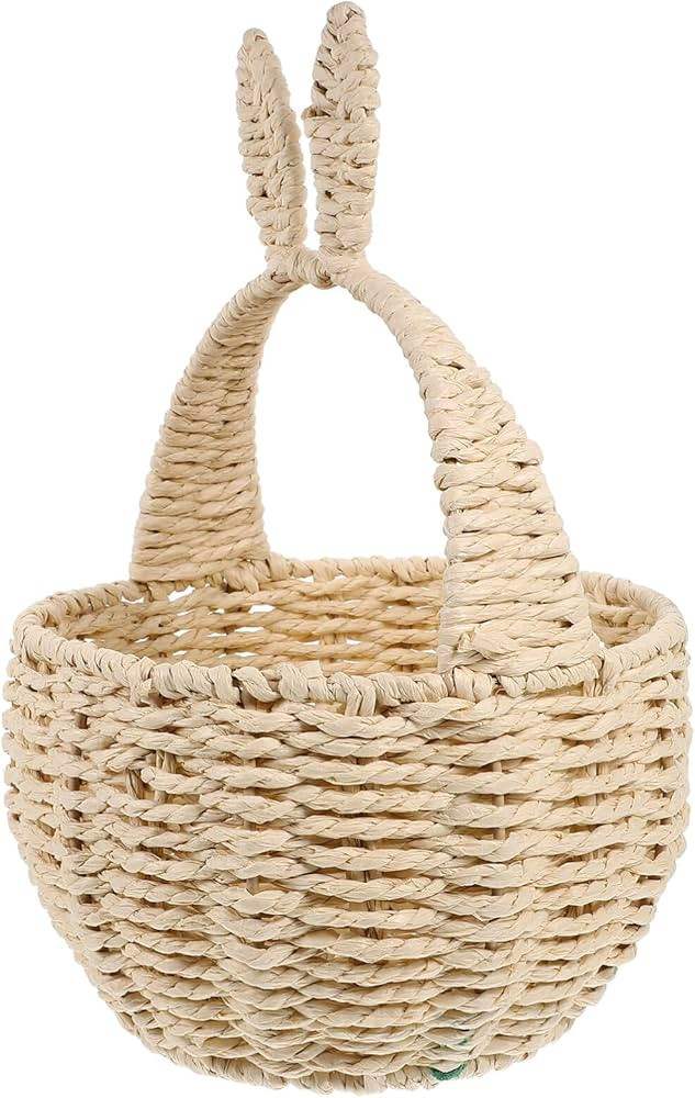 DEARMAMY Easter Basket with Handle, Bunny Woven Basket Picnic Basket with Cute Rabbit Ears Party ... | Amazon (US)