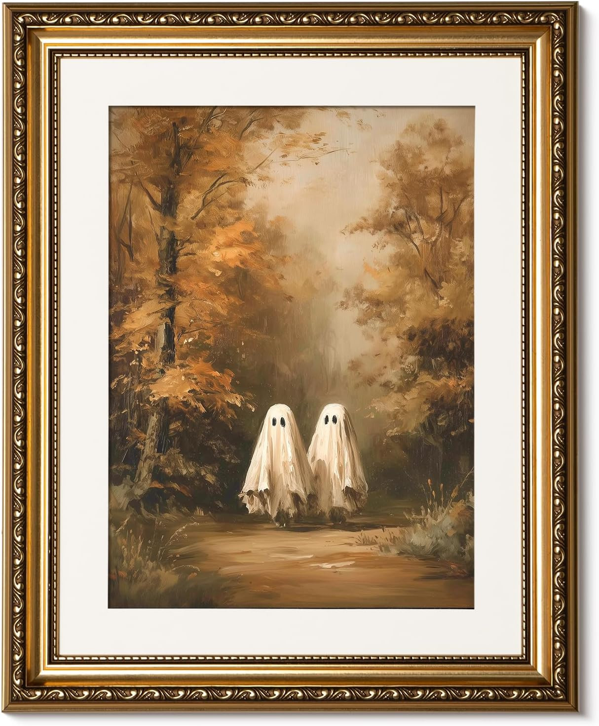 ARPEOTCY Vintage Gold Framed Fall Wall Art, 13x16 inch Ghosts Autumn Landscape Paintings, Canvas Prints Artwork with Antique Frame, Victorian Wall Picture Decor for Gallery Living Room | Amazon (US)
