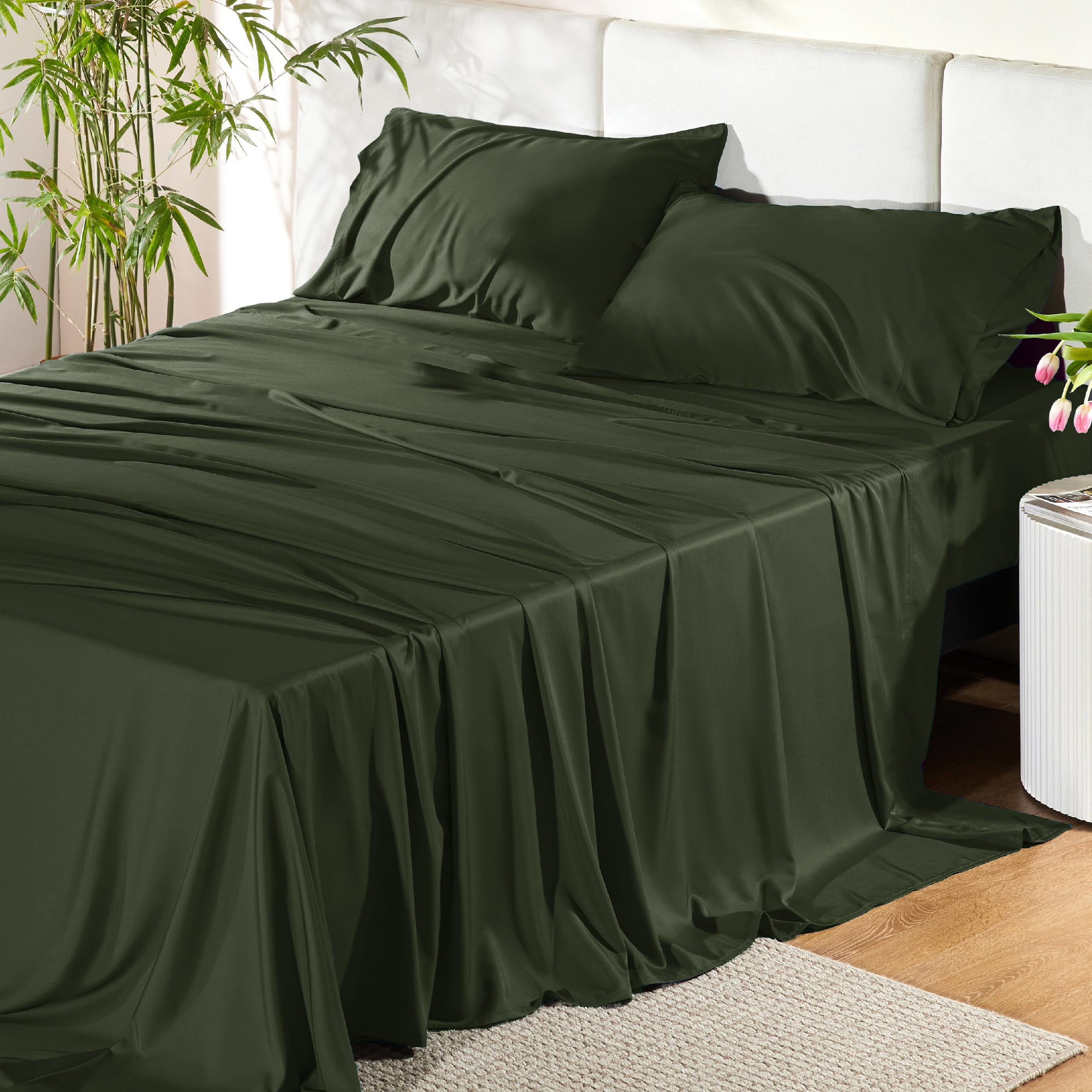 Bedsure King Size Sheets Set, Cooling Sheets for Hot Sleepers, Rayon Derived from Bamboo, Breatha... | Amazon (US)